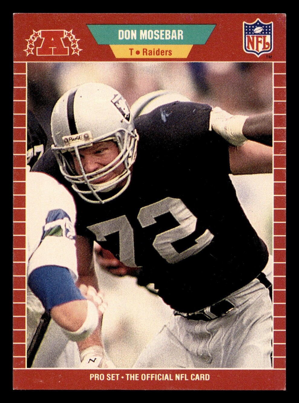 1989 Pro Set Don Mosebar #189 Football Trading Card Raiders Tackle